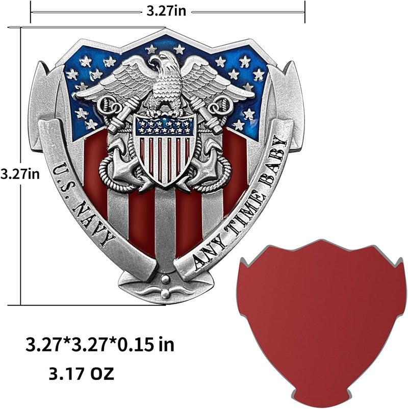 LWQLZY US Navy Veteran Metal Car Emblem 3D Decals Shield Shape with Eagle, Enamel American Flag, 3M Adhesive, Car Medal Gift for Veterans and Military Supporters (US Navy) - Image 5